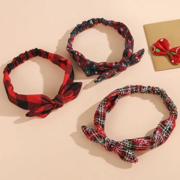 3pcs Girls Christmas Plaid Headbands - Picture 1 of 3